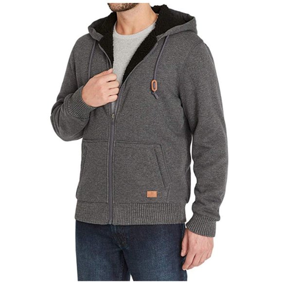 NEW Buffalo Mens Sherpa Lined Black Hoodie Jacket - Picture 2 of 3